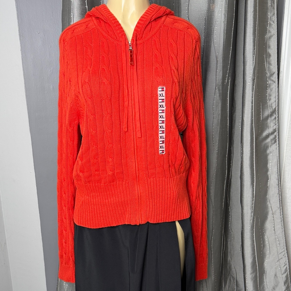 Tommy Hilfiger Women’s Sz XL Bright Orange Cable Knit Sweater